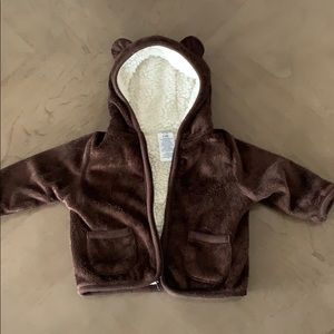 Brown infant boys zip up jacket
